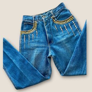 Monique Vintage Embellished Jeans Studded Y2K High Rise Denim Size 9/10